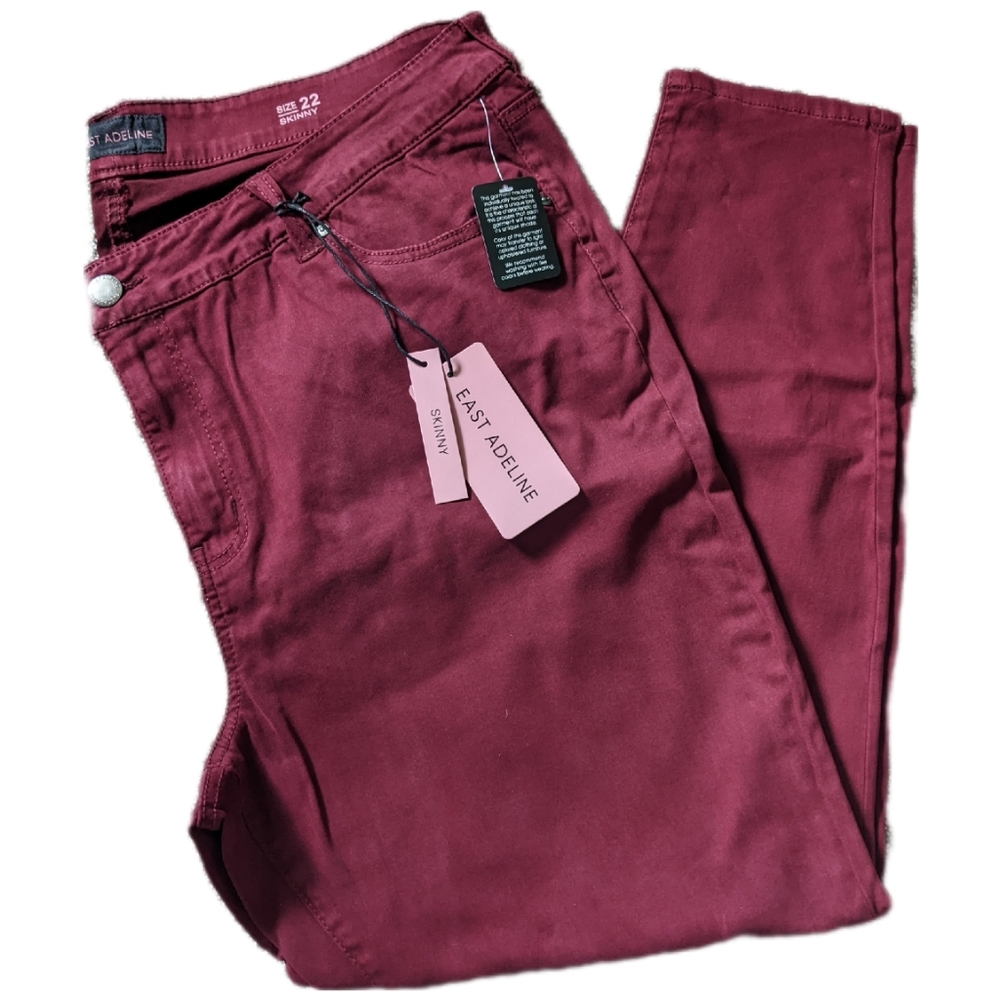 NWT East Adeline Burgundy Skinny Jeans
